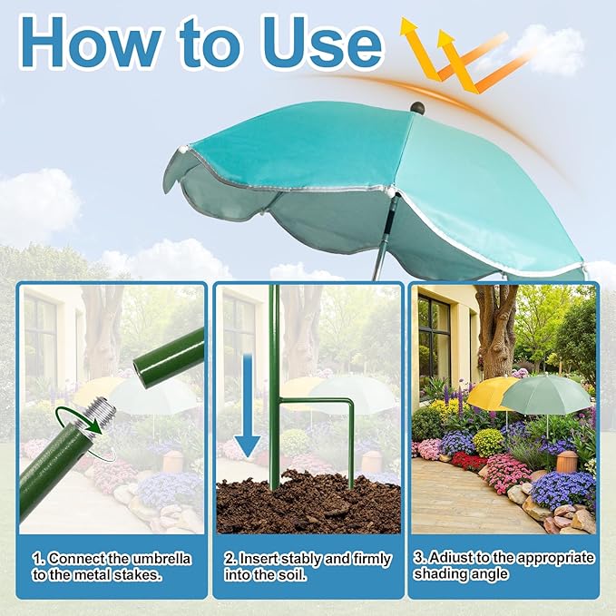 5 Pcs Plant Umbrellas with Adjustable Angle, 23.6 Inch Tall 40" Canopy Adjustable Height Sun Shade Cover for Outdoor Potted Plants, Garden Beds & Patio Flowers, UV Protection & Easy Setup