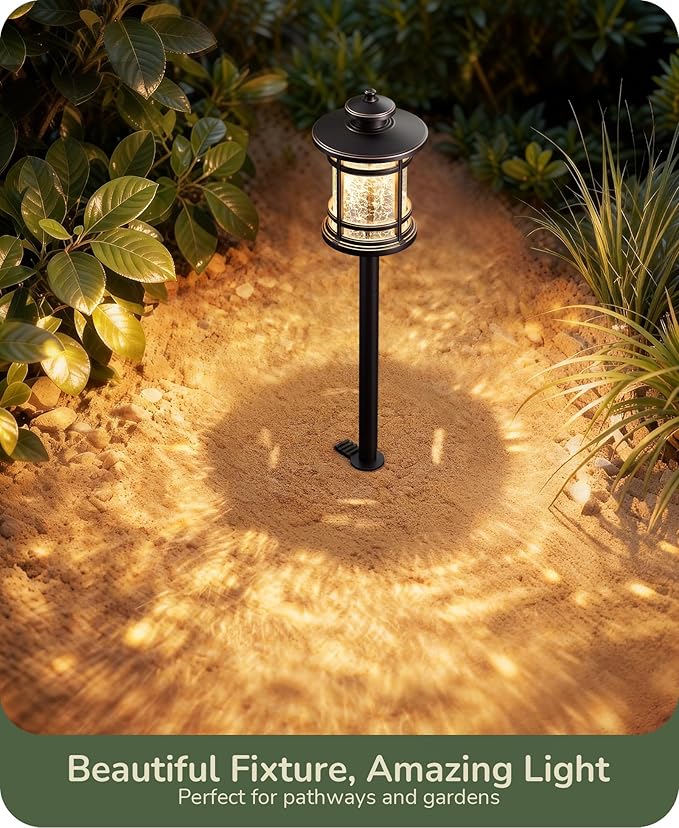 EDISHINE Low Voltage Landscape Lights, 3.4W 155LM 12V 3000K Landscape Path Lights, Outdoor Waterproof Landscaping Lights, 50,000H LED Pathway Light for Yard, Garden, Driveway, 6 Pack