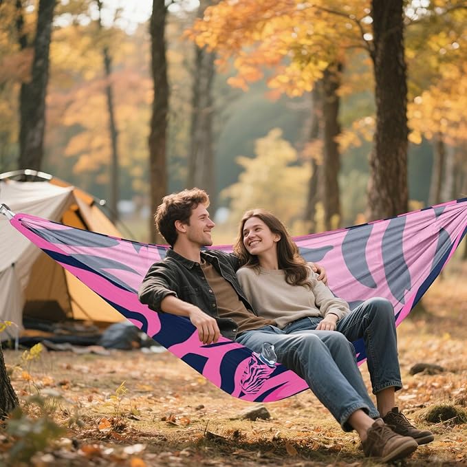 Animal Skin Leopard Purple Black 330lb Capacity Hammocks for Camping Swing Hammock for Outside Beach Patio Garden Silla colgante para Patio Exterior