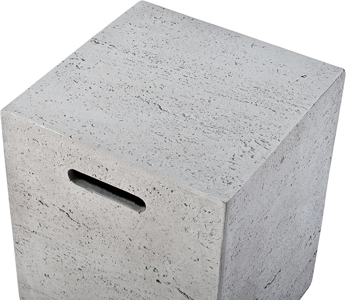 Polibi Tank Cover with Square Side Table, 100lb Capacity Weather-Resistant Enclosure for Standard 20 lb Tanks, Outdoor Storage for Patio, Deck, Balcony, No Assembly Needed, Light Gray