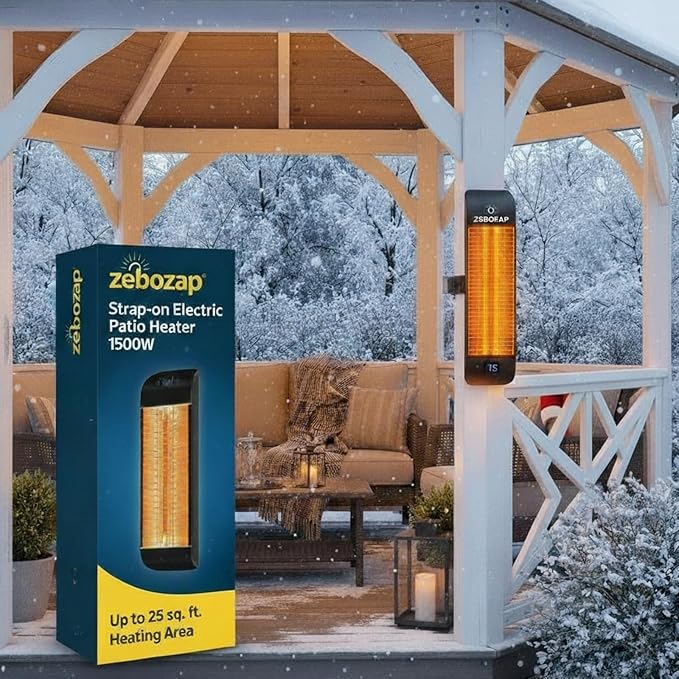 ZeboZap KDHT1500 1500W Infrared Electric Patio Heater for Gazebos, Pergolas, Decks, Garages, Backyards & Restaurants | Wall & Post Mounted Outdoor Heater