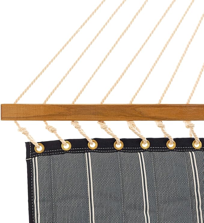 Original Pawleys Island Large Equal Ink Sunbrella Quilted Hammock – 13 ft. x 55 in., 2-Person, 450 lb Capacity, Oak Spreader Bar, Handcrafted in The USA