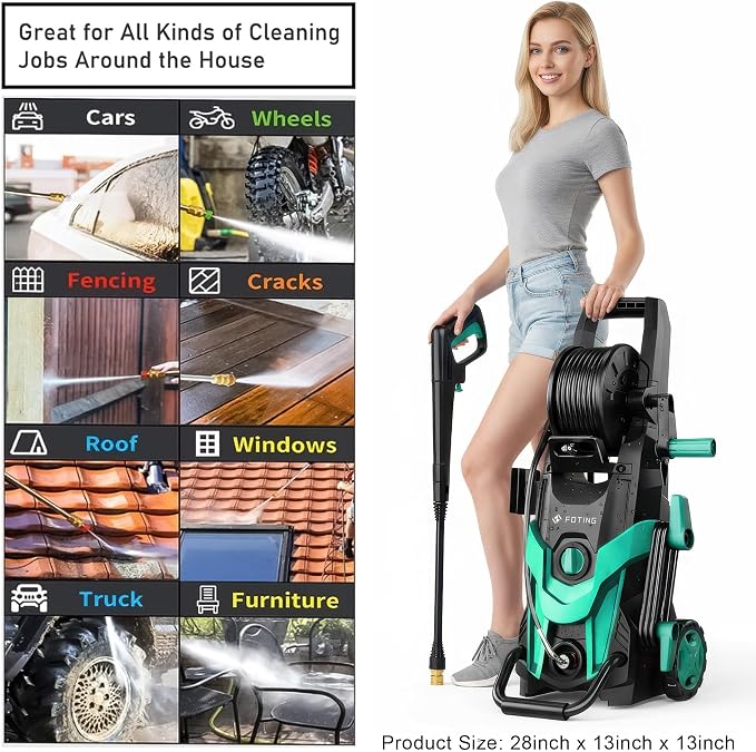 2026 Upgrade Pressure Power Washer 4700PSI with 4 Quick Connect Nozzles,Inlet Hose & Filter, Foam Cannon for Cars/Fences/Driveways/Patios/Home,Blue