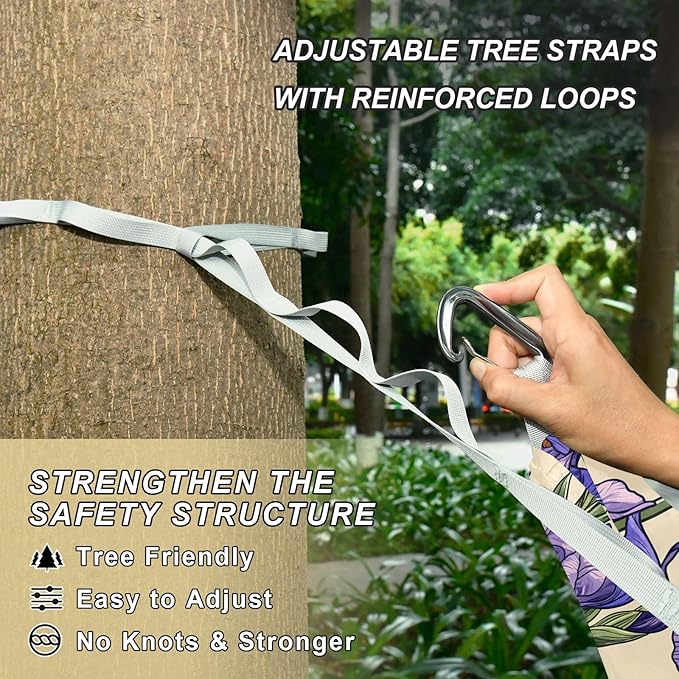 Camping Hammock Outdoor Hammocks for Outside Purple Flower-de-luce Beach Trees Portable Lightweight with Pockets Tree Straps Indoor Small