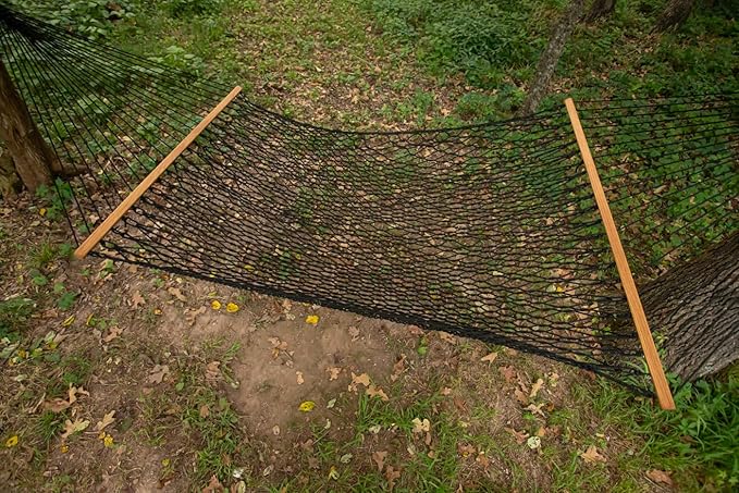 East Wind Rope Hammock, 12ft Length x 5ft Width, Large, Weather-Resistant (Black)