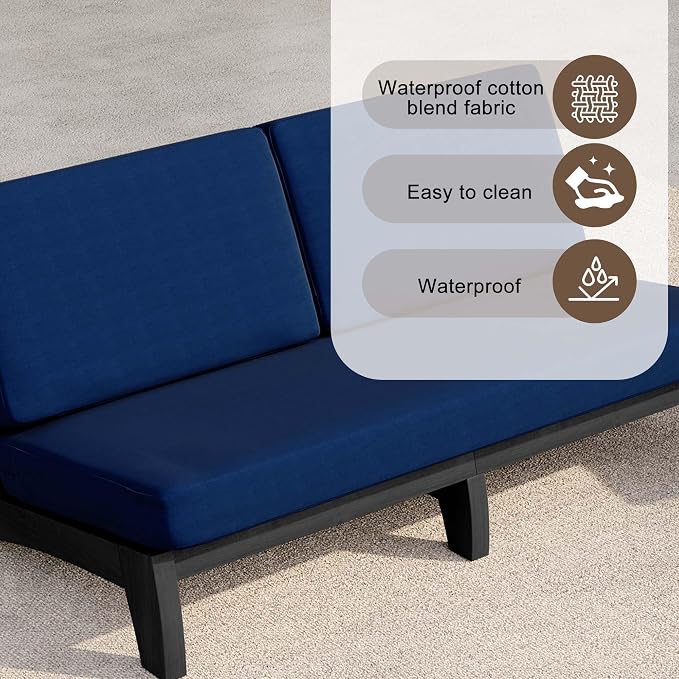 2 Pieces Patio Furniture Sets, All-Weather Outdoor Wood Bistro Set Patio Conversation Side Table Chiars and Patio Loveseat for Balcony, Backyard