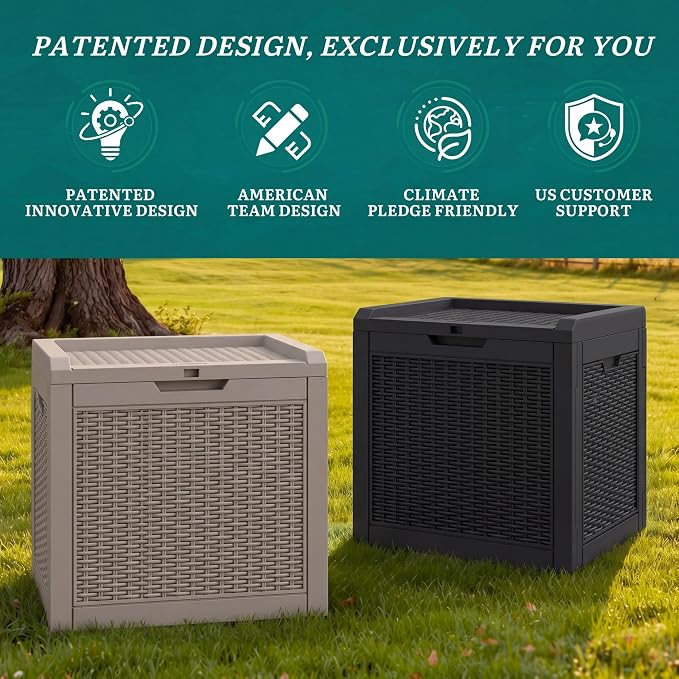 YITAHOME 35 Gallon Outdoor Deck Box, Lockable Waterproof Storage Box, Resin Storage Bin for Patio Cushions, Gardening Tools, UV Resistant, Black