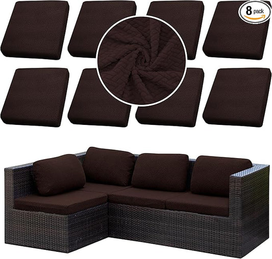 Outdoor Cushion Covers Set,8PCS Patio Furniture Couch Seat Slipcovers, Replacement for Sofa Sectional Chair(Cover，Only)