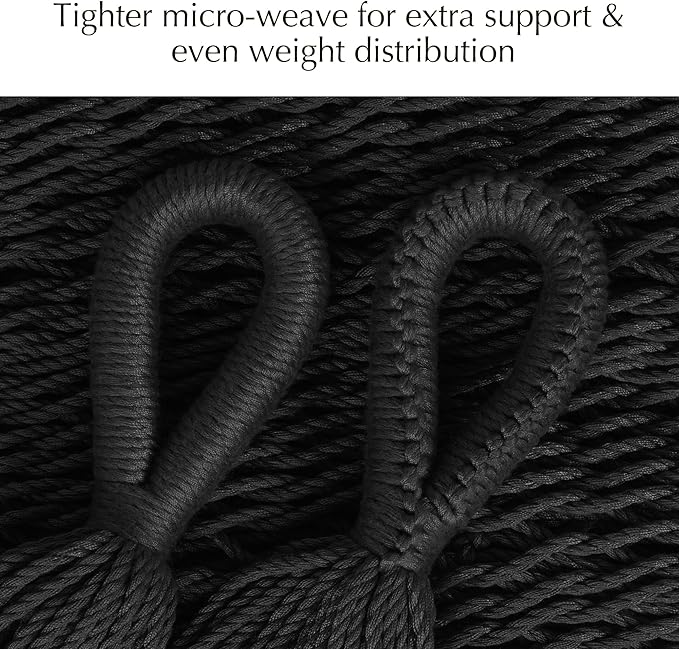 PNAEUT Handwoven Mayan Hammock, Thick Soft Rope Double Hammock for Outdoor Outside & Indoor, 600 lbs Capacity Heavy-Duty, Includes Tree Straps, Carabiners & Carrying Bag (Sombra Negra, X-Large)