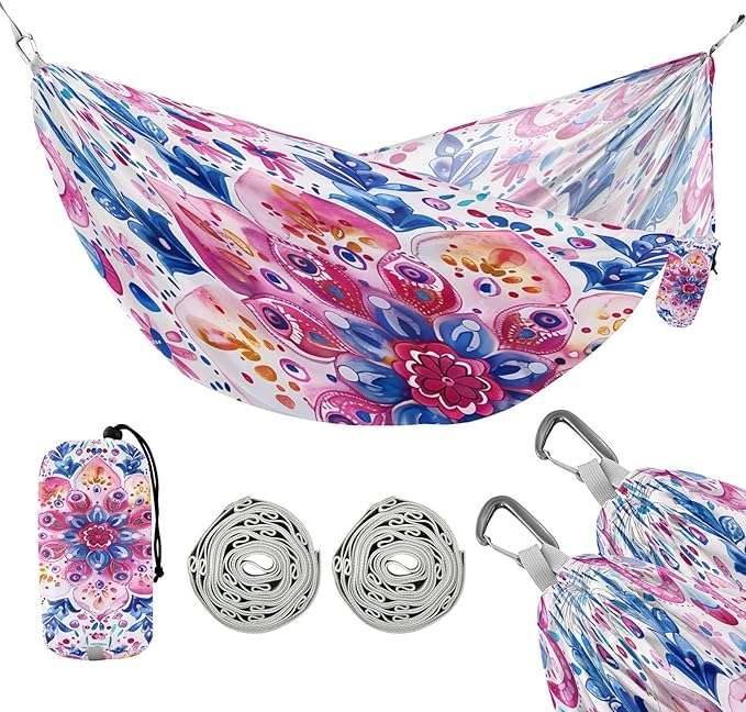 Hammocks for Outside Boho Designs Camping Hammock Portable Hammocks with Tree Straps and Carry Bag Camping Accessories for Hiking Beach Outdoor