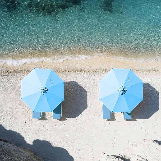Yescom 9ft Coastal Solid Wood Umbrella Pulley Lift Commercial Base with Wheel Included for Seaside Restaurant Terrace Poolside Beach Club