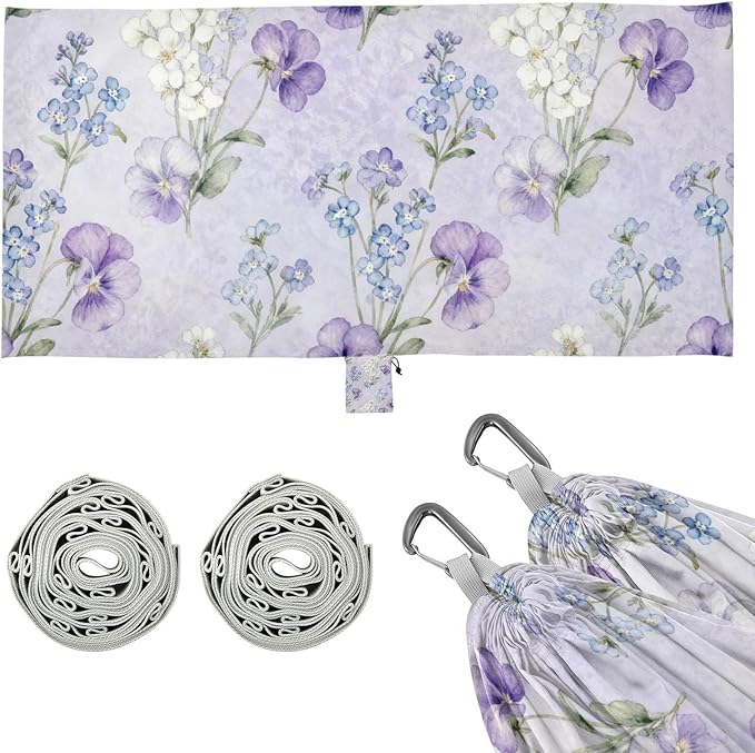 Watercolor Floral Pattern Hammocks for Camping with Portabl Carry Bag Hanging Hammock Outside Beach Patio Garden