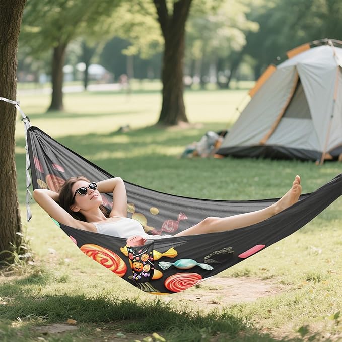 Hammocks for Outside Pumpkins Camping Hammock Portable Hammocks with Tree Straps and Carry Bag Camping Accessories for Hiking Beach Outdoor