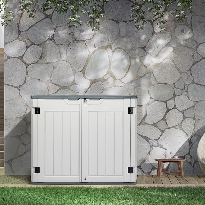JHshop Outdoor Storage Deck Box, 260 Gallon Patio Bin & Bench, Outdoor Patio Storage Box 260 Gallon Deck Box, Deckbox HDPE, for Patio Furniture 50" W x 29" D x 41" H