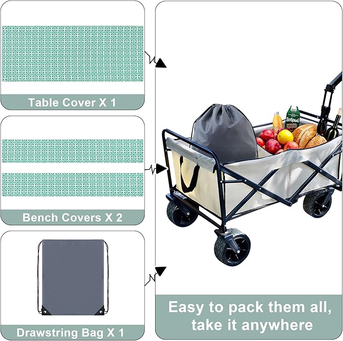 misaya Picnic Table Cover with Bench Cover, Waterproof Elastic Fitted Tablecloth for 6 Foot Tables, Rectangle Washable Polyester Tablecloths for Picnic, Camping, Outdoor (Teal, 30" x 72")