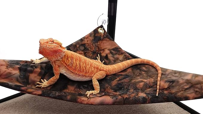 Hammock for Bearded Dragons, Brown Maroon Batik Fabric with Suction Cup Hooks