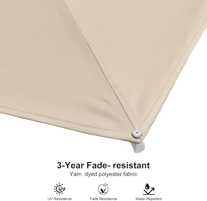 PURPLE LEAF 9 FT Patio Umbrella White Cantilever Umbrella Aluminum Square Outdoor Offset Umbrella Hanging Windproof with 360° Rotation for Garden Deck Pool, Beige