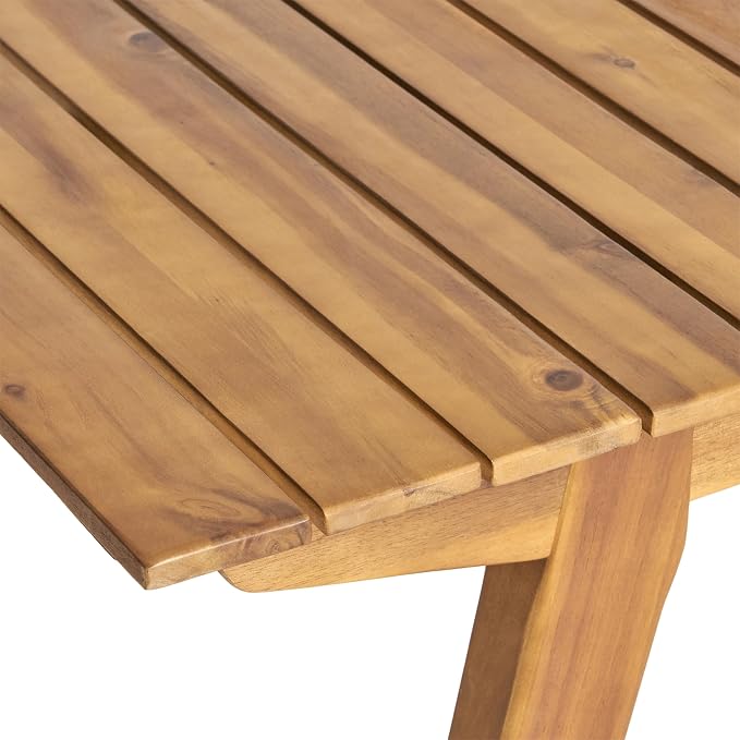 Merax Outdoor Dining Table 68.5" Rectangle Acacia Wood Patio Table with Slat Panels Tabletop, Weather Resistant, Teak Finish