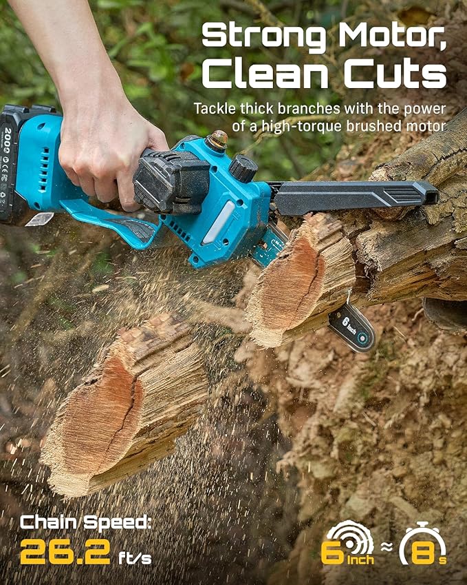 SEESII 2-in-1 Electric Pole Saws for Tree Trimming, 6 Inch Mini Chainsaw Cordless with Extension Pole, Battery Powered Pole Chain Saw, Tree Trimmer Limb Branch Cutter Pruner with 2 Battery P6 Plus