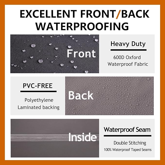 Heavy Duty Outdoor Sectional Sofa Cover, 115"X115" Waterproof 600D Oxford Patio Sectional Couch Covers, Lawn Patio Furniture Winter Cover, Storm Grey