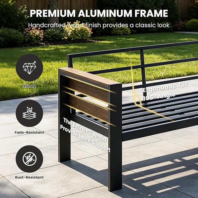 SUNYRISY Aluminum Outdoor Patio Furniture Set with Coffee Table, 4 Piece Outdoor Conversation Sets with Thick Cushions, Oversized Sectional Sofa Couch Set for Porch, Deck, Yard, Pool