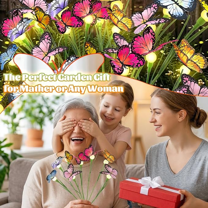 Vivideal Solar Garden Lights Outdoor, 4 Pack 32 LED Butterfly Solar Lights with 2 Modes, IP65 Waterproof Solar Lights Outdoor for Garden Yard Patio Pathway Decorations