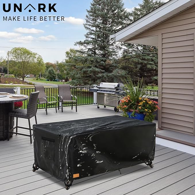 Outdoor Patio Coffee Table Cover, 600D Waterproof Heavy Duty Outdoor Table Cover, Patio Furniture Covers 48 x 28 x 16 inches Black