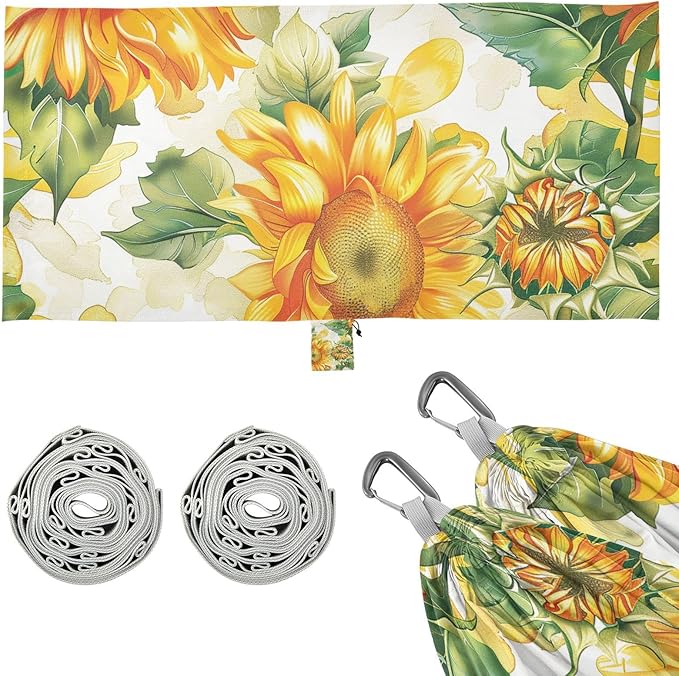 Yellow Sunflowers Camping Hammocks Rope Hammock for Patio Backyard Lounge Base