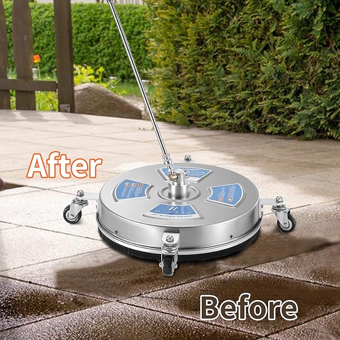 M MINGLE 17'' Pressure Washer Surface Cleaner for Patios and Sidewalks | Driveway Pressure Washer Attachments with 2 Power Washer Replacement Wands, 1/4" Quick Connect, 4000 PSI