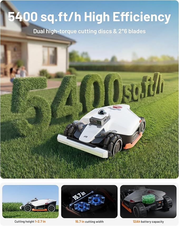 Mammotion LUBA 3 AWD 3000 Robot Lawn Mower Ultimate Kit, with Garage & Blades, Wire-Free for 0.75 Acre, 360° LiDAR+NetRTK+AI Vision, 80% Slopes, Multi-Zone Management, Cut Height 1.0"-2.7"