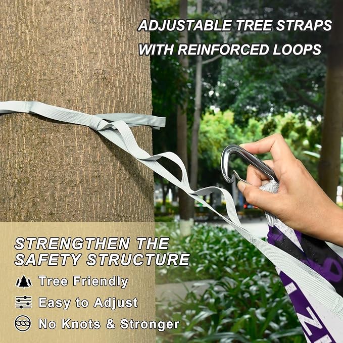 Purple Ribbon Alzheimer's Awareness Disease USA Flag Hammocks with Hanging Rope Indoor Hammock for Outside Patio Backyard Poolside