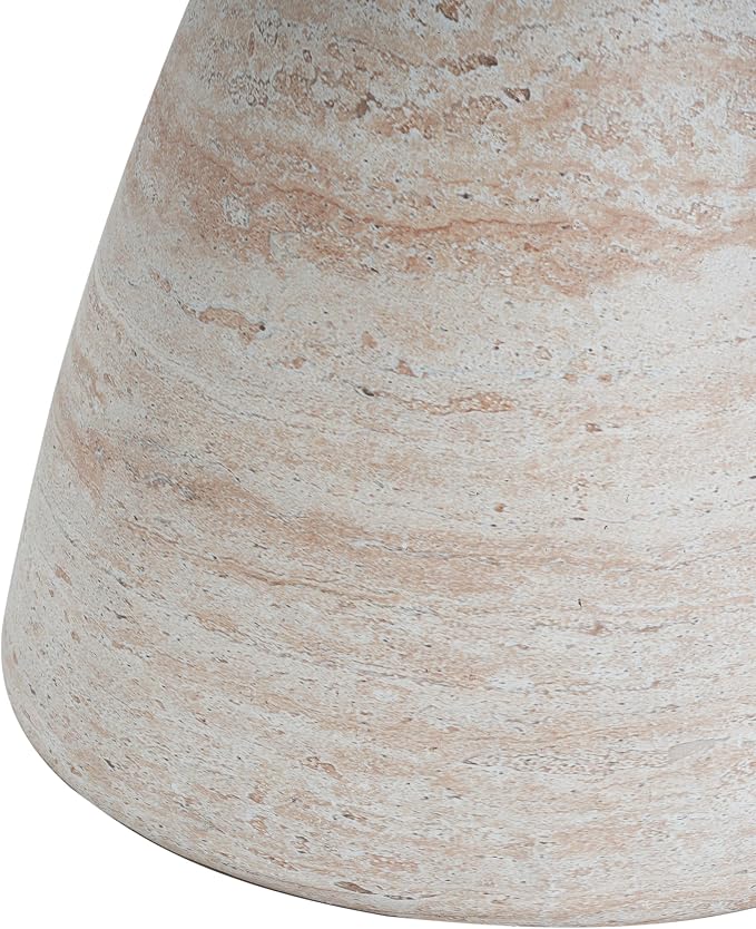 Christopher Knight Home Jayme 20.25" Indoor Outdoor Hourglass Accent Side Table, Patio Decorative End Table, Lightweight Concrete Garden Stool for Patio Living Room Balcony & Garden Decor, Travertine