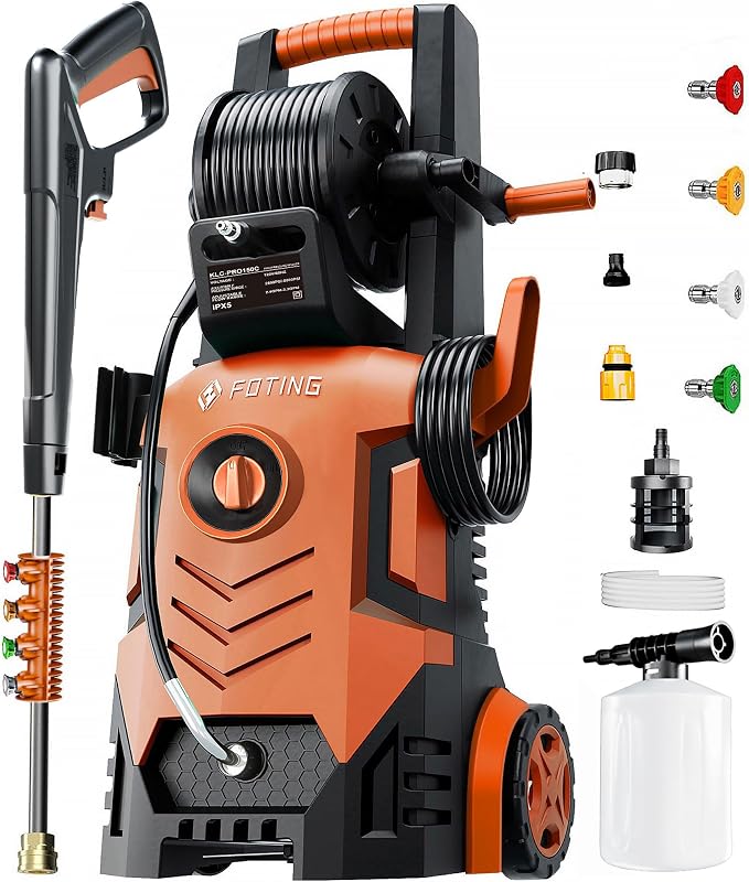 2026New Pressure Washer 4800PSI, 34" Tall, 4 Quick Connect Nozzles,Inlet Hose&Filter&500mlFoam Cannon for Cars/Fences/Driveways/Home Cleaning,Red