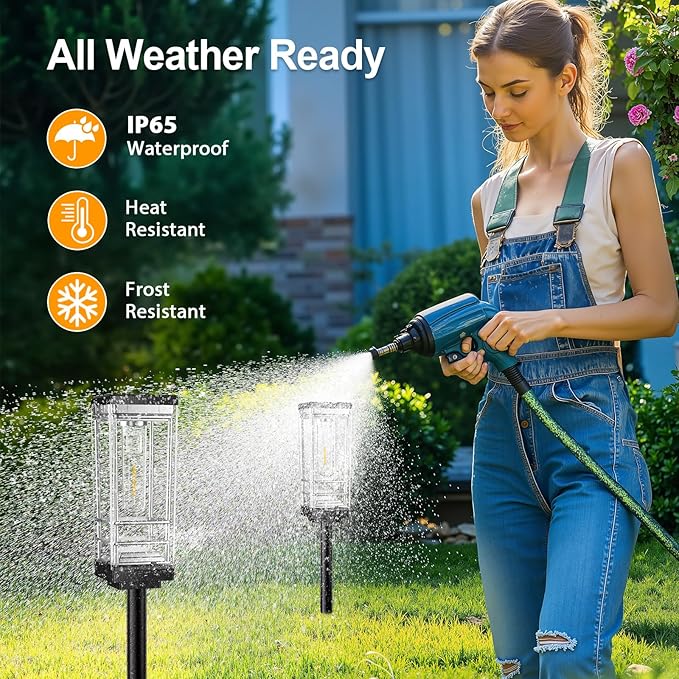 Ahaorigin 4 Pack Solar Lights Outdoor, Up to 15 Hrs Brighter Solar Pathway Lights, Luxury Taller Solar Outdoor Light Waterproof for Path Garden Yard Landscape Walkway Driveway, Warm White