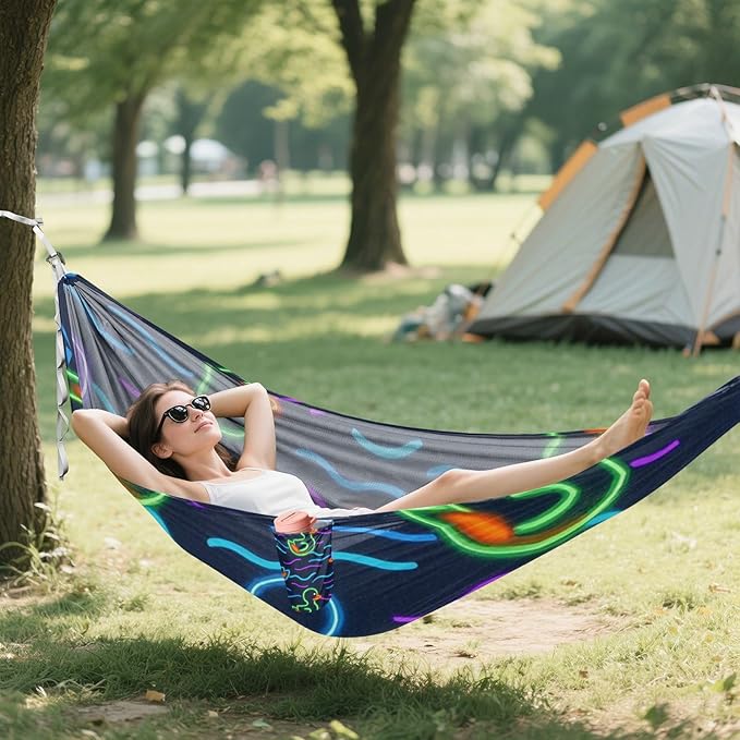 Cute Animal Fluorescent Duckling 330lb Capacity Outdoor Hammock with Tree Straps Backyard Hammock for Outside Camping Essentials hamacas para adultos con soporte
