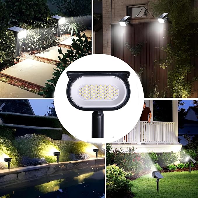 Solar Spot Lights Outdoor, 45 LEDs Landscape Lighting with Auto On/Off and 2 Lighting Modes, IP68 Waterproof Spotlights, Outdoor Solar Lights for Yard Garden, 4 Pack (Cool White)