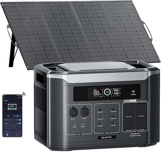 Portable Power Station, 2048Wh LiFePO4 Solar Generator with Panels Included, 3200W (6400W Surge) AC Output Power Supply, 1800W Fast Charging, Expandable to 16kWh Backup Battery for Home, RV, Camping