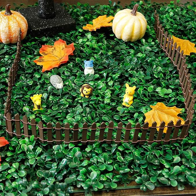 Miniature Fairy Garden Fence, DIY Wood Picket Fence Mini Ornament (Brown)