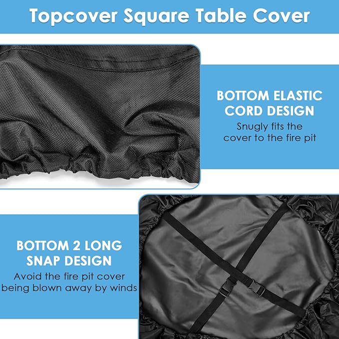 Outdoor Square Table Cover Waterproof Anti-UV Heavy Duty Square Table Covers for Outdoor Furniture,Windproof Patio Coffee & Dining Table & Table Top Cover Weatherproof,48"L×48"W×4"H