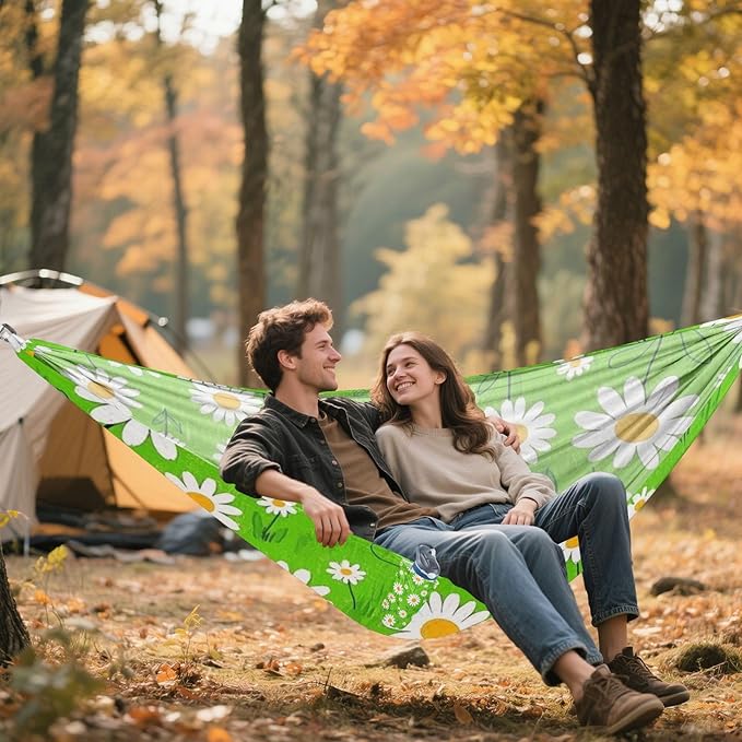 Lovely Daisy Floral Green White 330lb Capacity Hammocks for Camping Hanging Hammock for Indoor Outdoor Patio hamaca para Camping 0 a 24 Meses