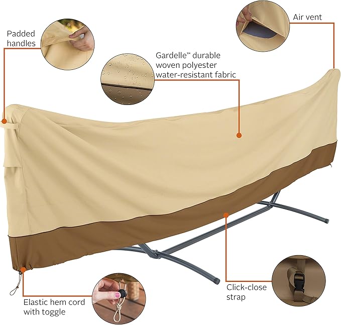 Classic Accessories Veranda Water-Resistant 15 Foot Standard Brazilian Hammock and Stand Cover