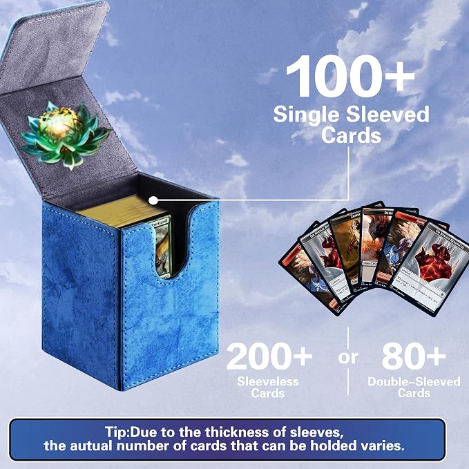 PROMAXIBINDER MTG Card Deck Box, Fits 200 Cards, Storage for TCG/MTG Crads, PU Leather Strong Magenet (Navy Blue)