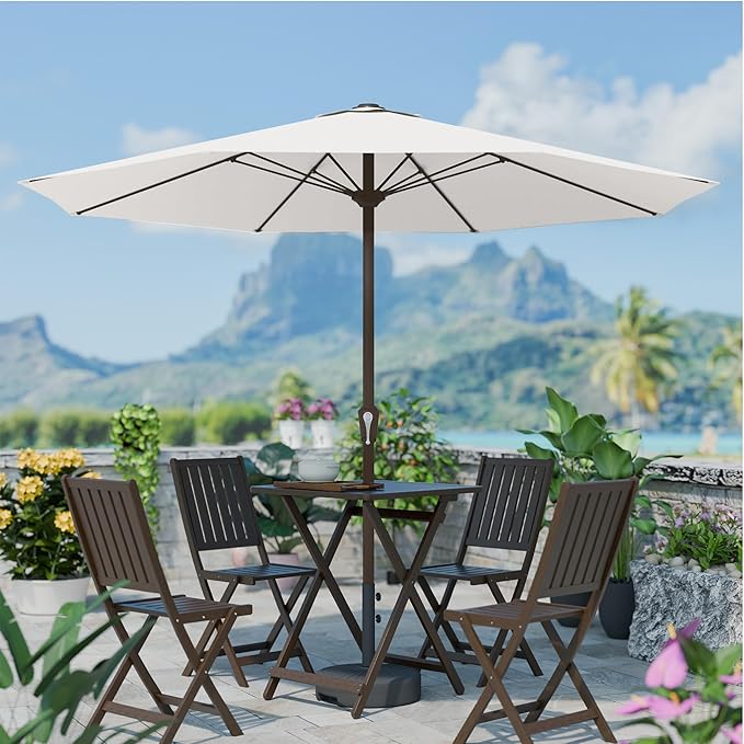 PatioKingdom 11FT Patio Umbrella,Outdoor Umbrella with Push Button Tilt and Crank,Market Table Umbrella with 8 Sturdy Fiberglass Ribs UV Protection