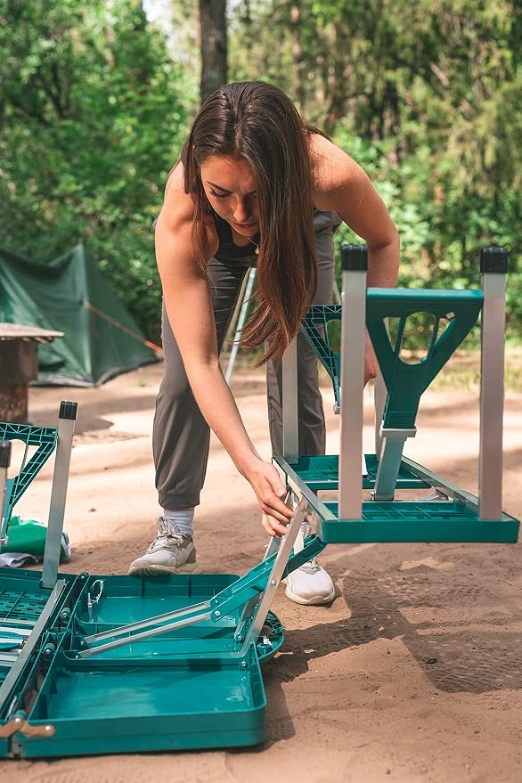 Stansport Picnic Table and Umbrella Combo - Green
