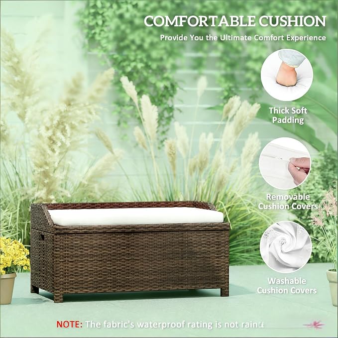 Storage Box,Outdoor Wicker Storage Bench