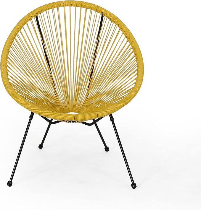 Christopher Knight Home Outdoor Hammock Weave Chair with Steel Frame (Set of 4) - Yellow and Black Finish