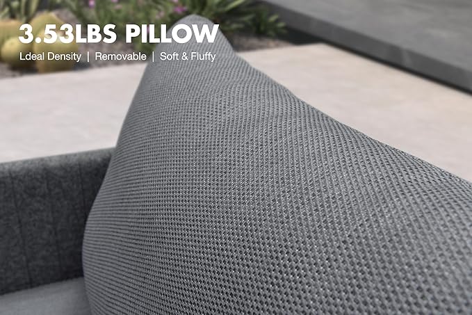 PURPLE LEAF 9 Pieces Patio Conversation Sets with Ottoman All Weather Outdoor Couch Sectional Set with Cushion Patio Conversation Set for Garden Poolside Backyard Gray