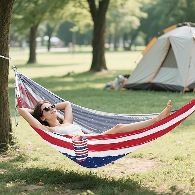 Stripes Pattern Star Red Blue 330lb Capacity Outdoor Hammocks Hanging Hammock for Outside Patio Garden Base para hamacas para adultos