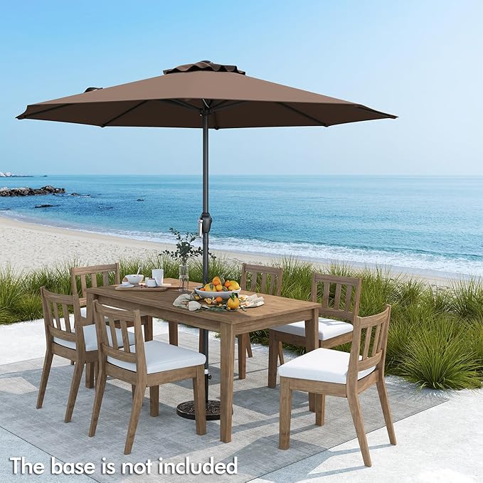 Tangkula 8.5 FT Patio Umbrella, Double-Tier Outdoor Umbrella with Crank Handle, 8 Sturdy Ribs, Sun-Protective Canopy for Market Table Pool Deck Garden Backyard (Tan)