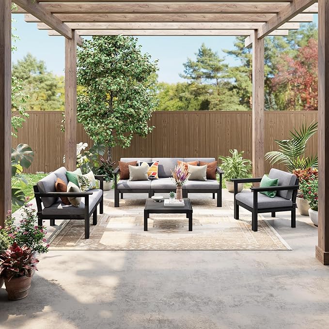 Stoog 11-Piece U-Shaped Patio Sectional Sofa Set, All-Weather Modular & Convertible Patio Furniture - Create L-Shape or Straight Configurations, Black